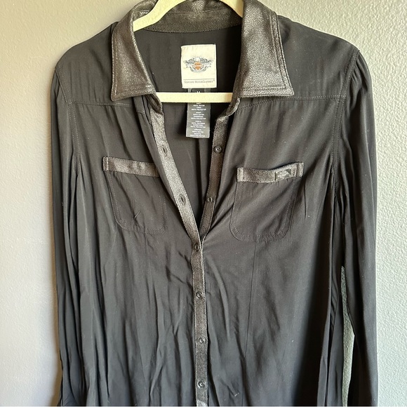 Harley Davidson black button up long sleeve - Picture 6 of 7